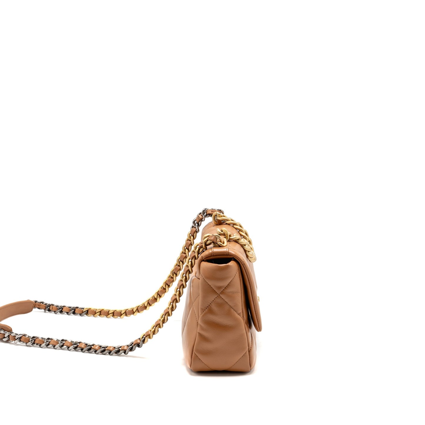 Chanel 19 Lambskin Caramel Multicoloured Hardware Microchip Small Handbag