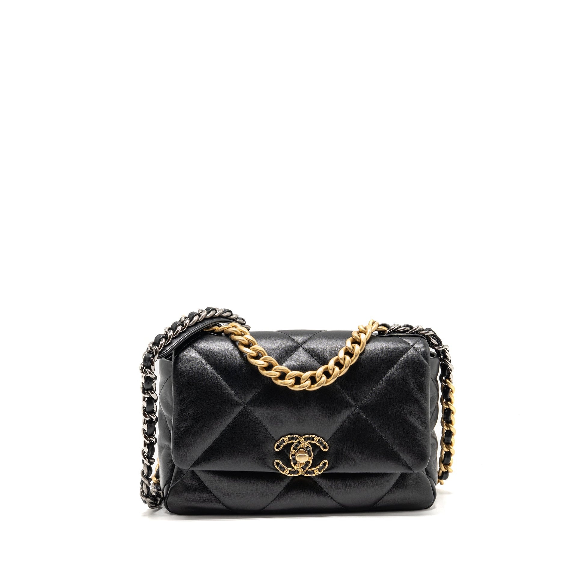 Chanel 19 goatskin hardware Multicolor Black Small Handbag
