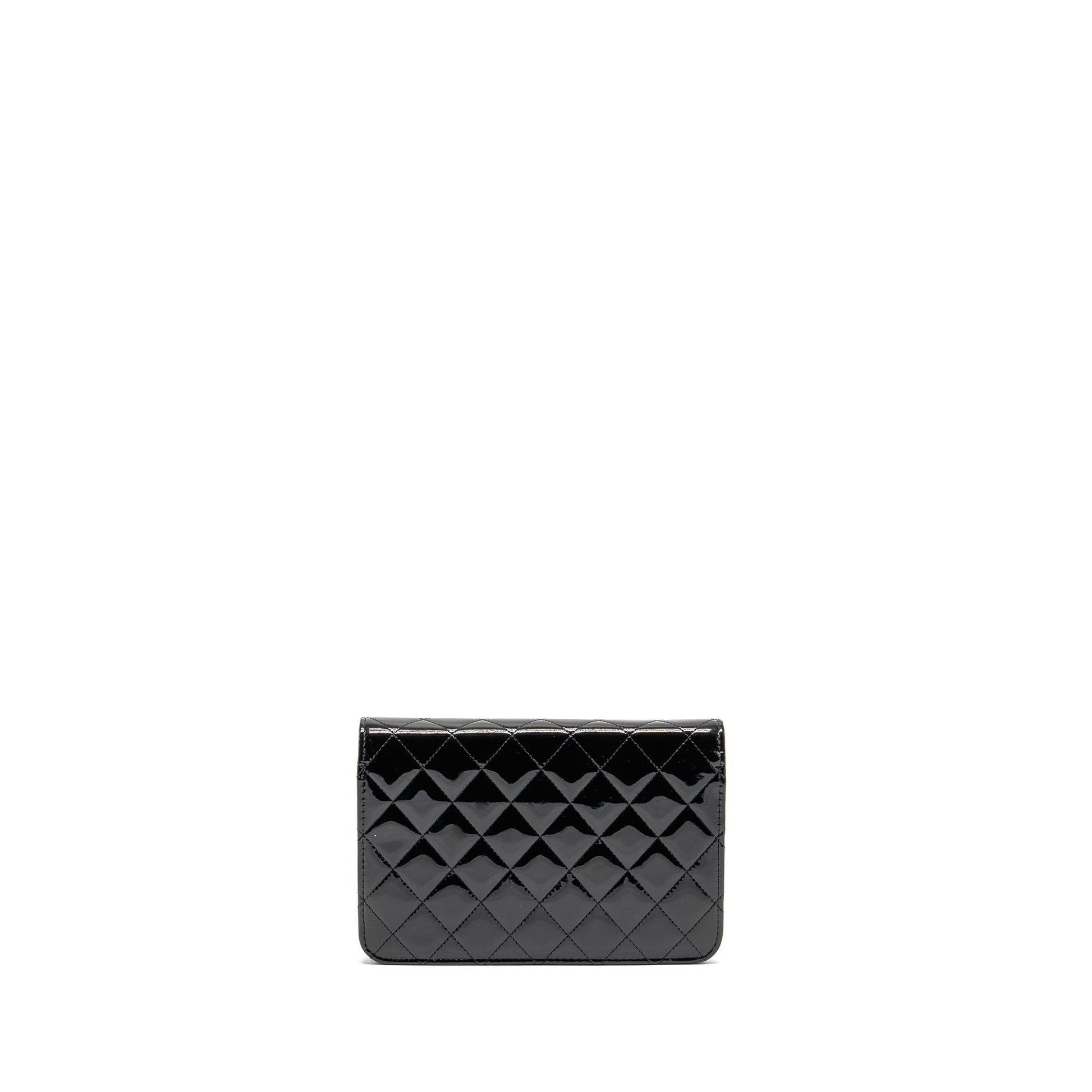 Chanel on Patent SHW Black Leather Wallet Case