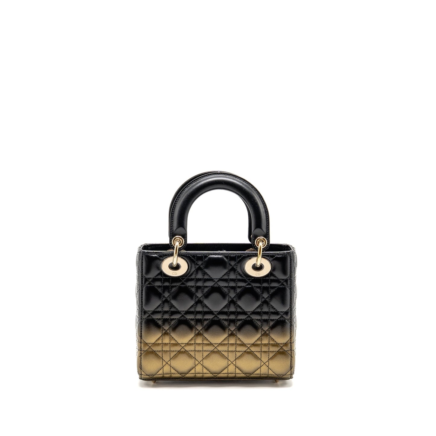 Dior Lady Lambskin Handbag Black Gold Travel Bag