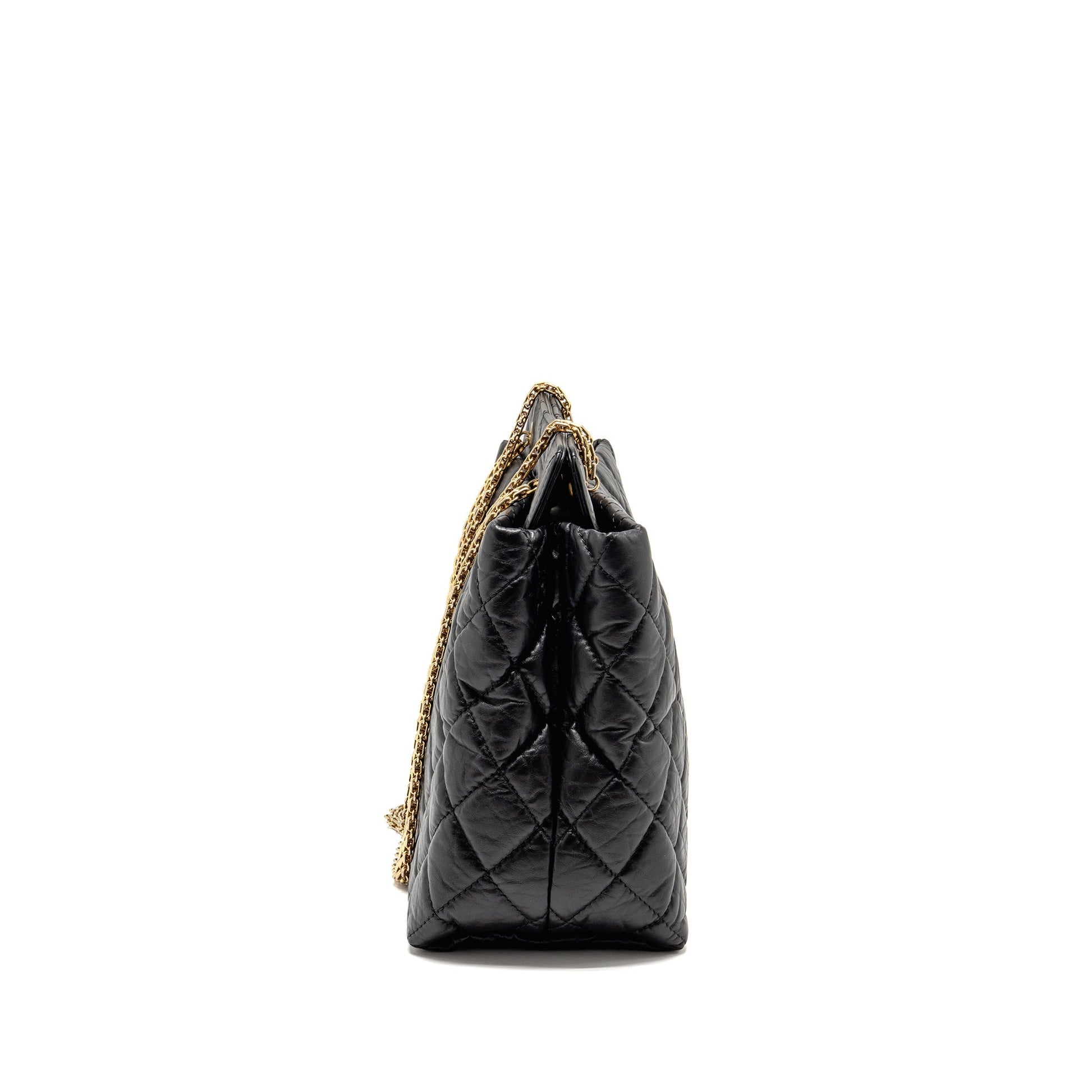 Chanel 2.55 Reissue Quilted Aged Calfskin GHW Black Tote Bag