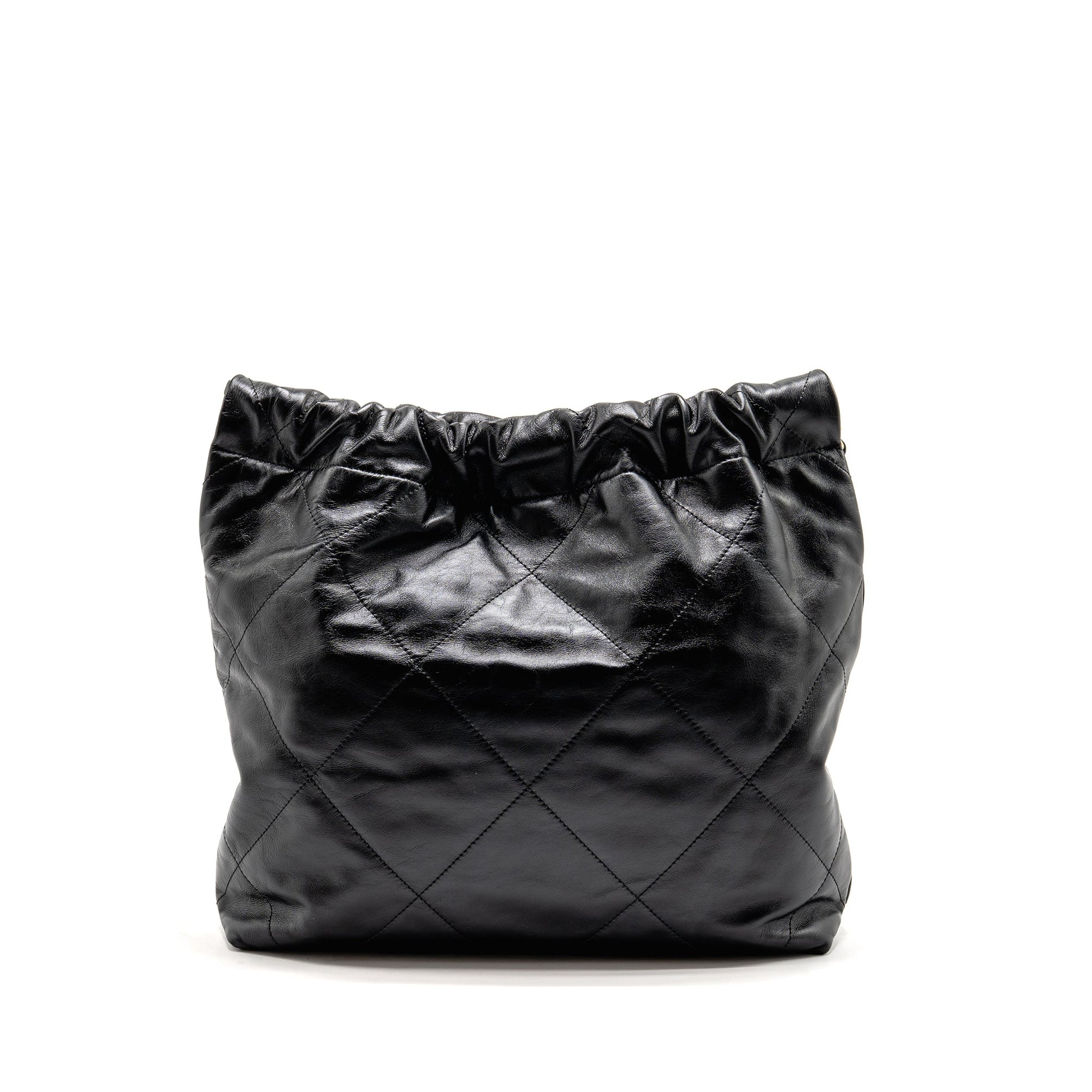 Chanel 22 Shiny Calfskin GHW Microchip Black Small Handbag Black 1