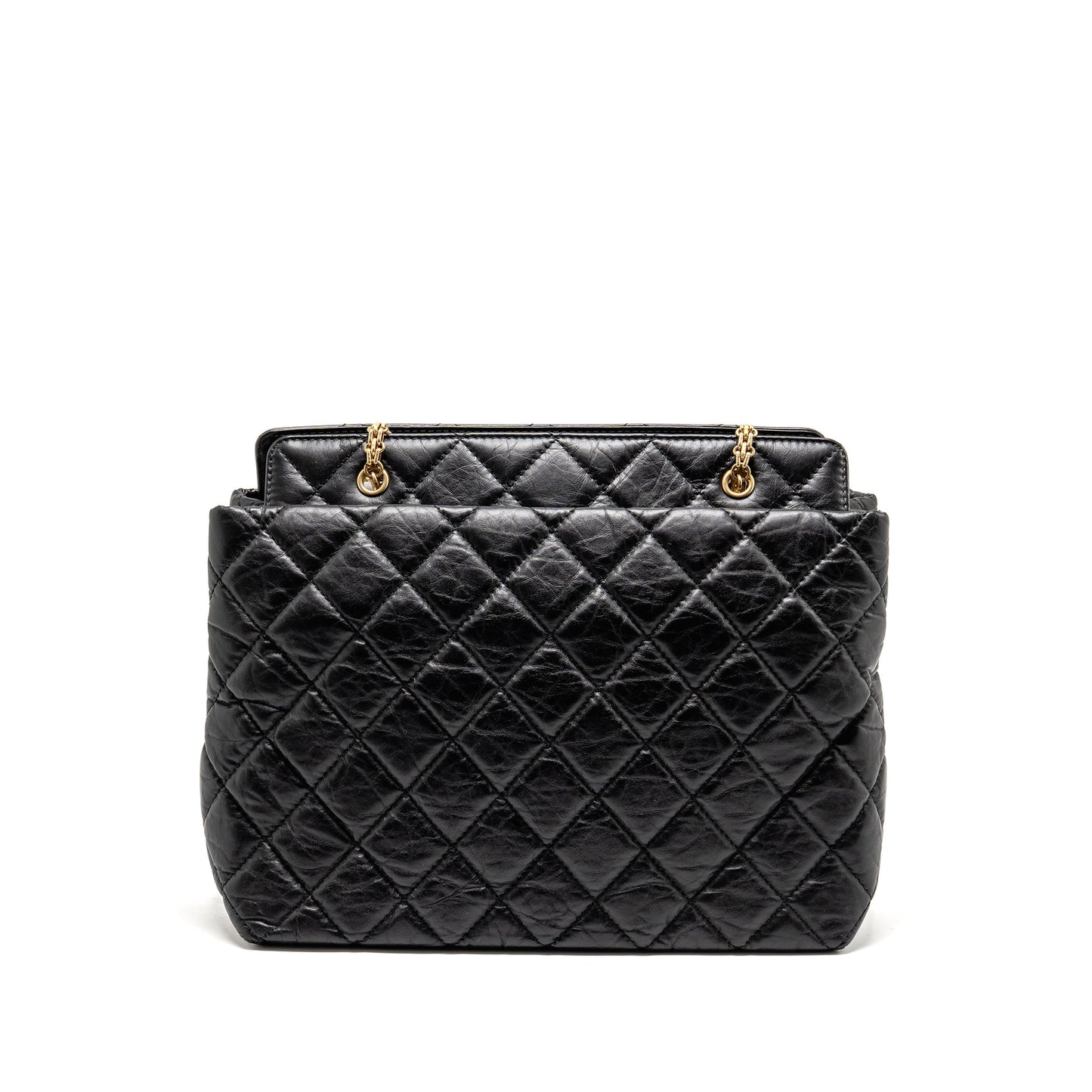 Chanel 2.55 Reissue Quilted Aged Calfskin GHW Black Tote Bag
