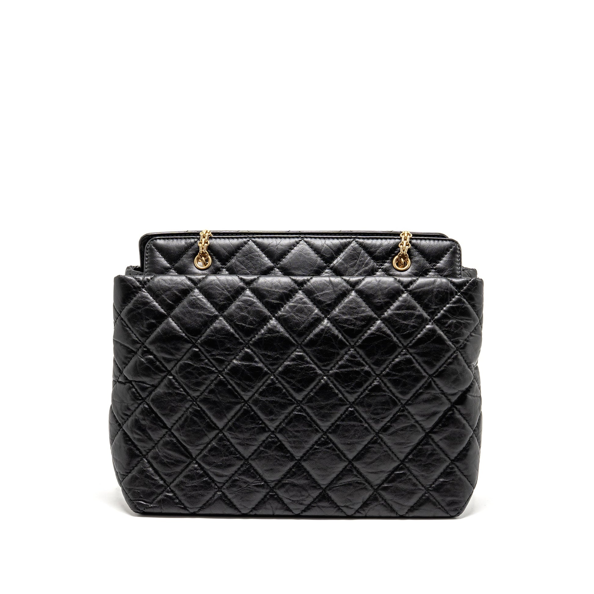 Chanel 2.55 Reissue Quilted Aged Calfskin GHW Black Tote Bag