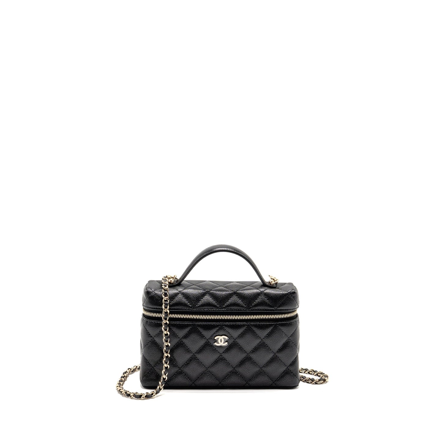 Chanel 25P CC Top Handle Vanity Caviar Black Handbag Microchip 1