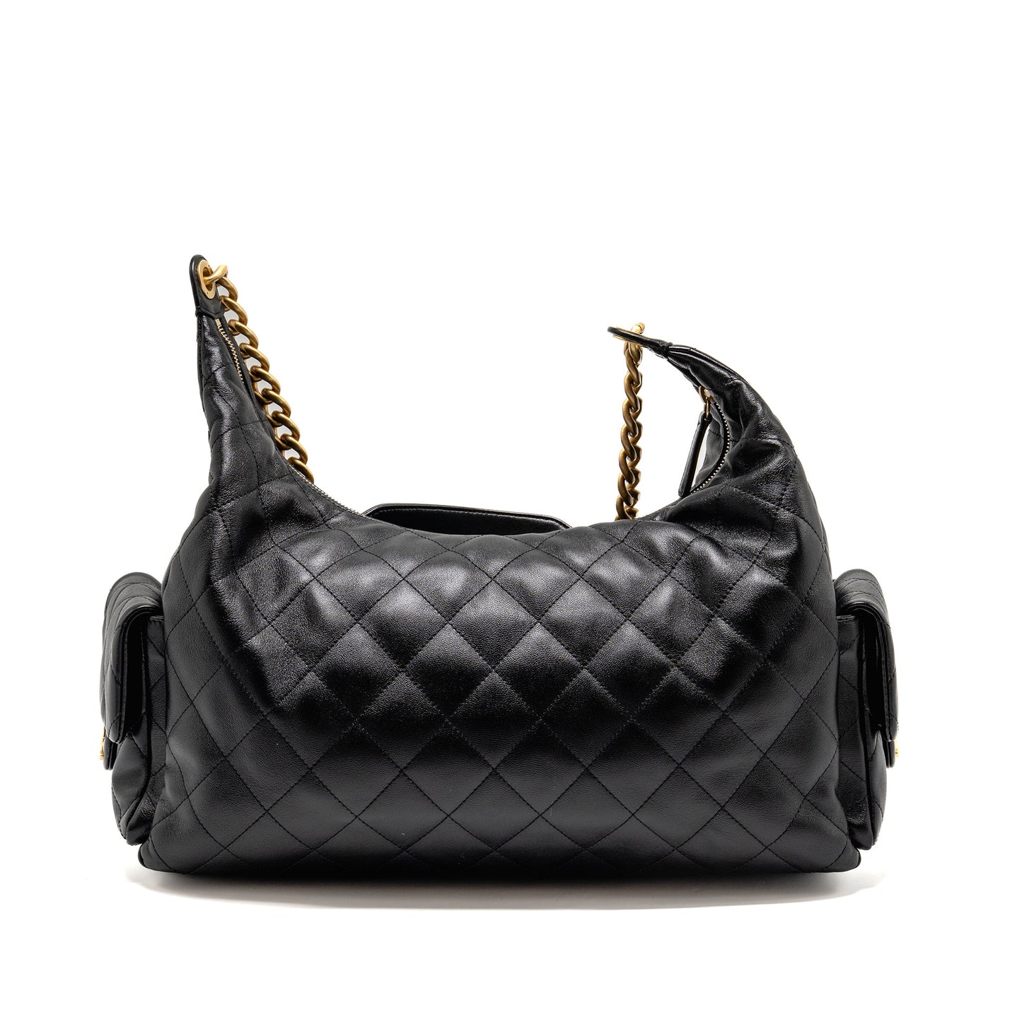Chanel 25C Maxi Hobo Lambskin GHW Microchip Black Shoulder Bag