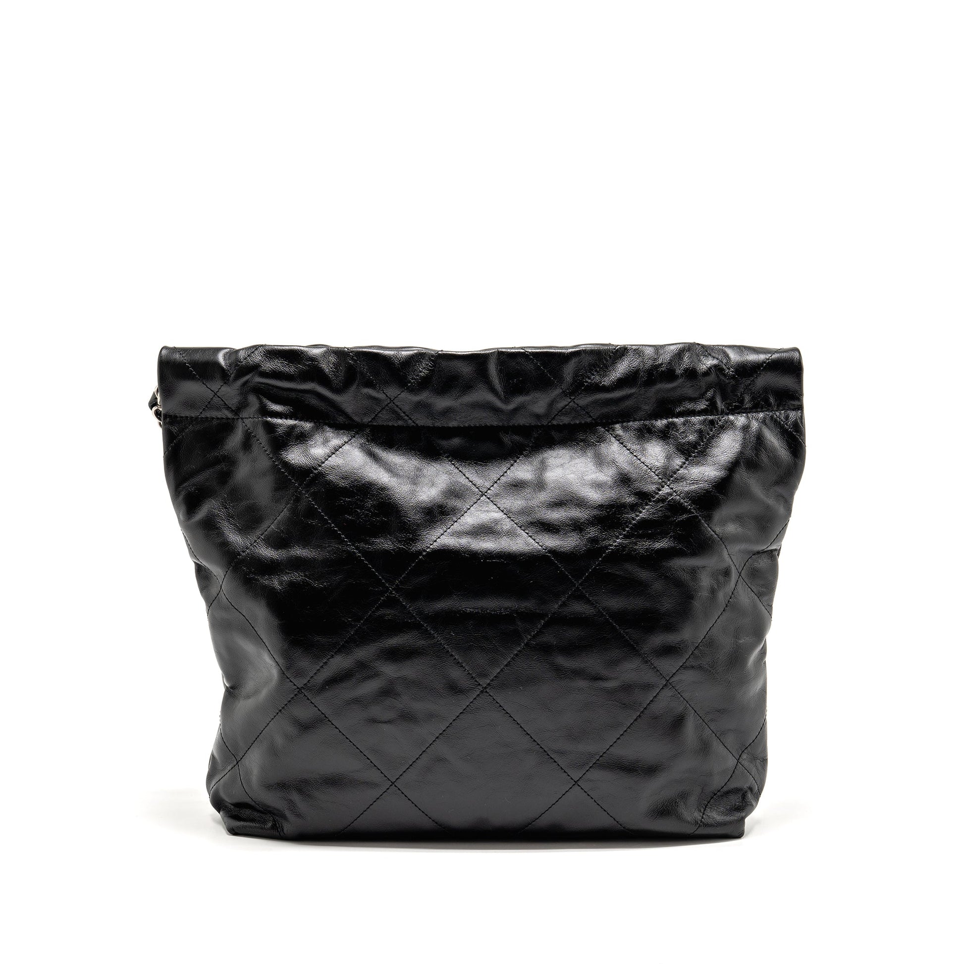 Chanel 22 Shiny Calfskin SHW Microchip Black Small Handbag