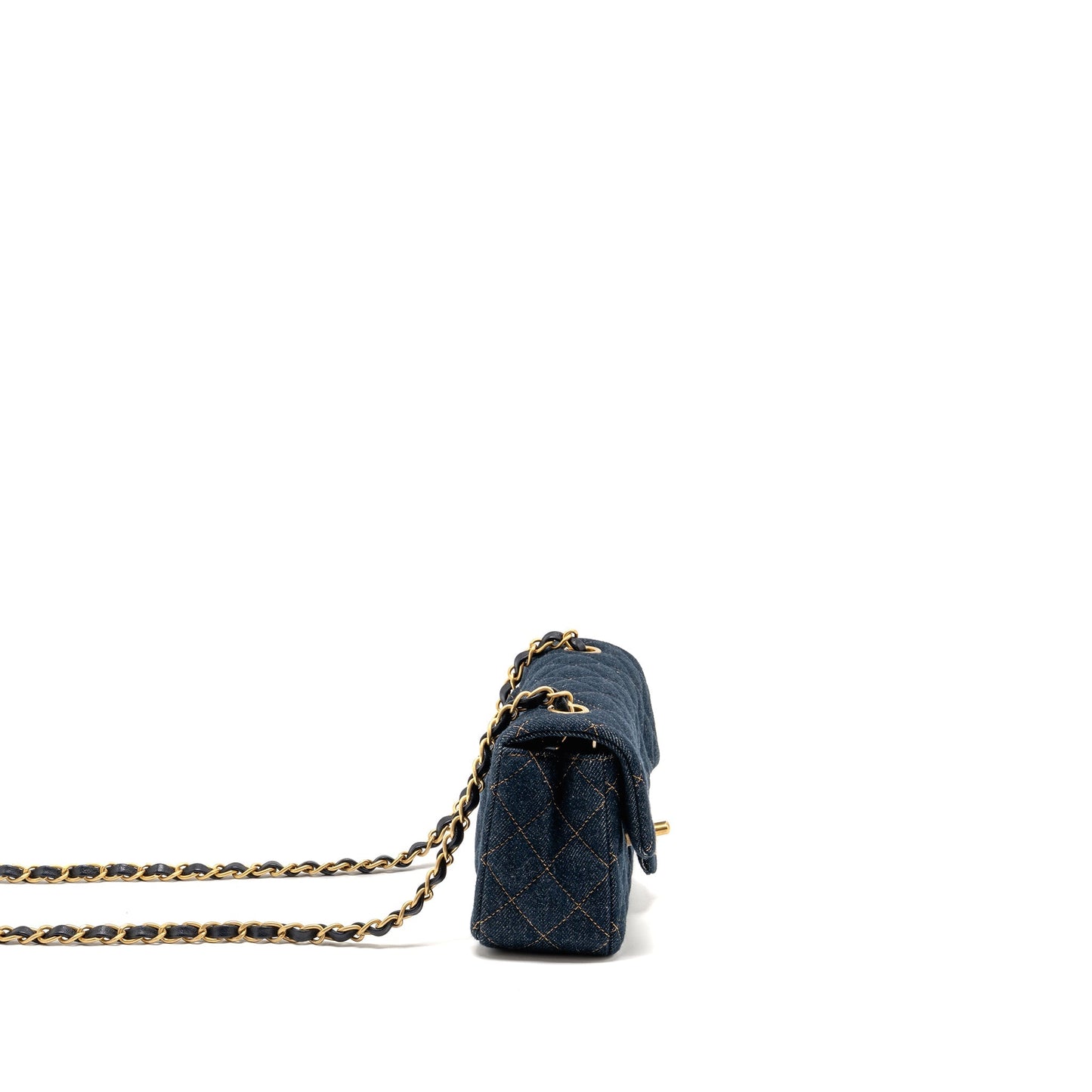 Chanel Rectangular Flap Denim Dark GHW Microchip Blue Shoulder Bag