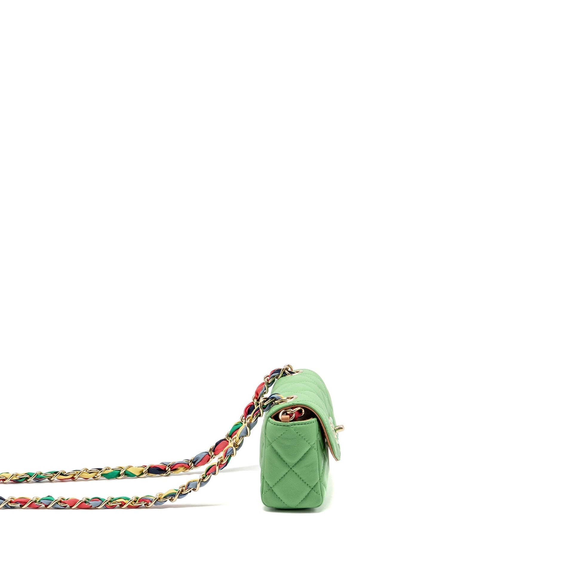 Chanel Scarf Entwined Flap Lambskin LGHW Multicolour Green