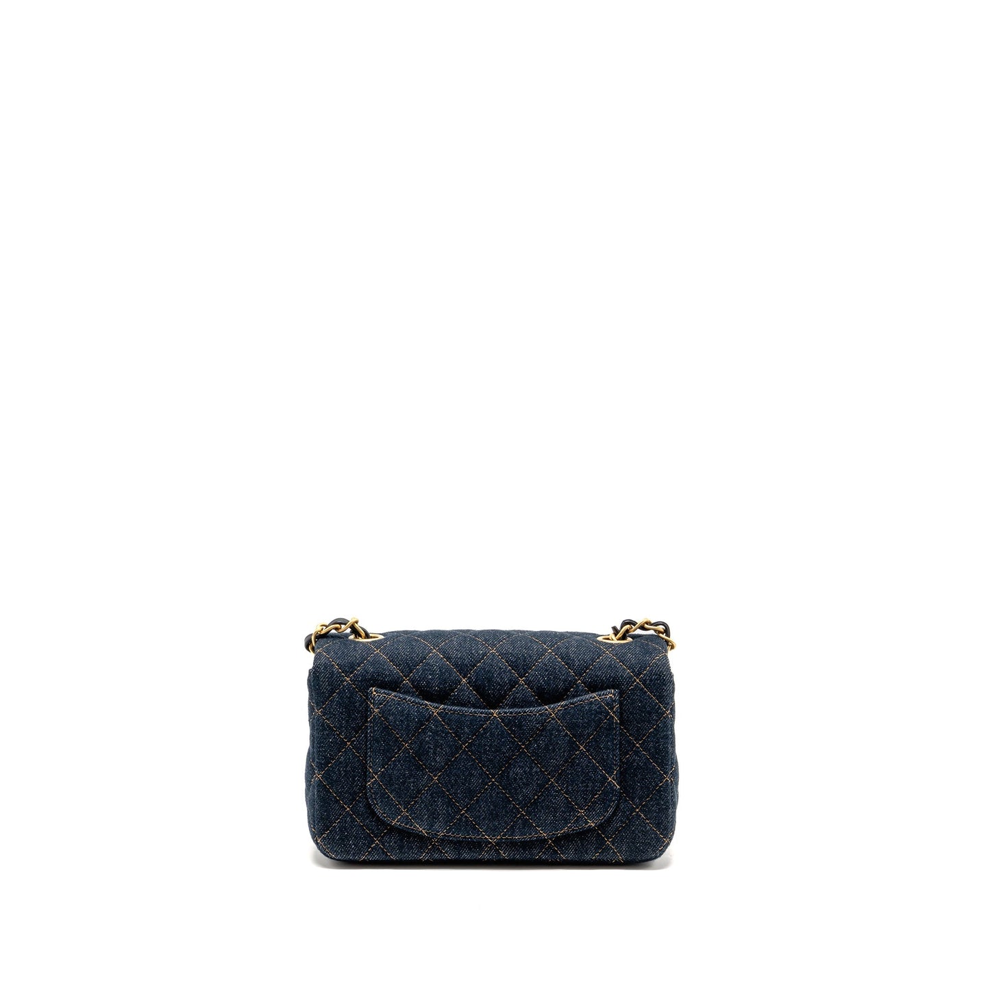 Chanel Rectangular Flap Denim Dark GHW Microchip Blue Shoulder Bag