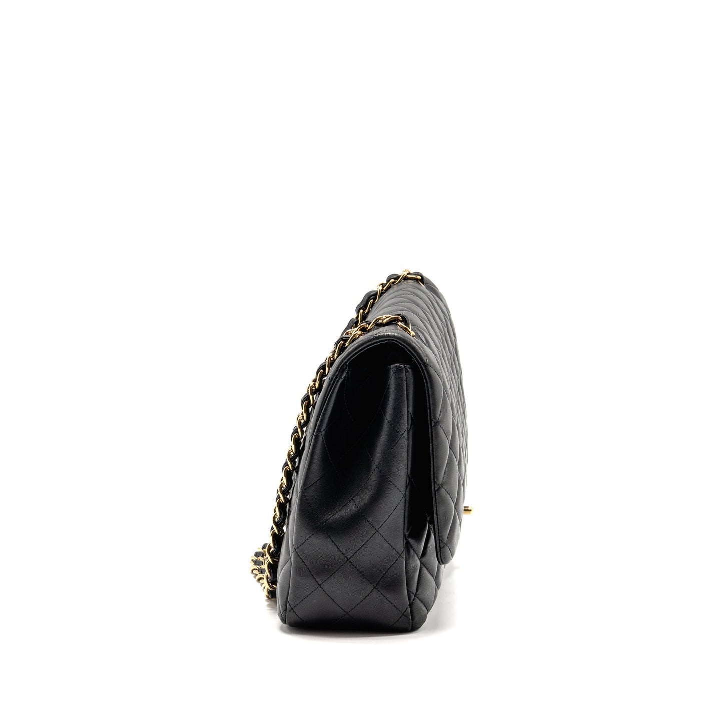 Chanel Maxi Single Flap Lambskin GHW Black Shoulder Bag Cf Black1