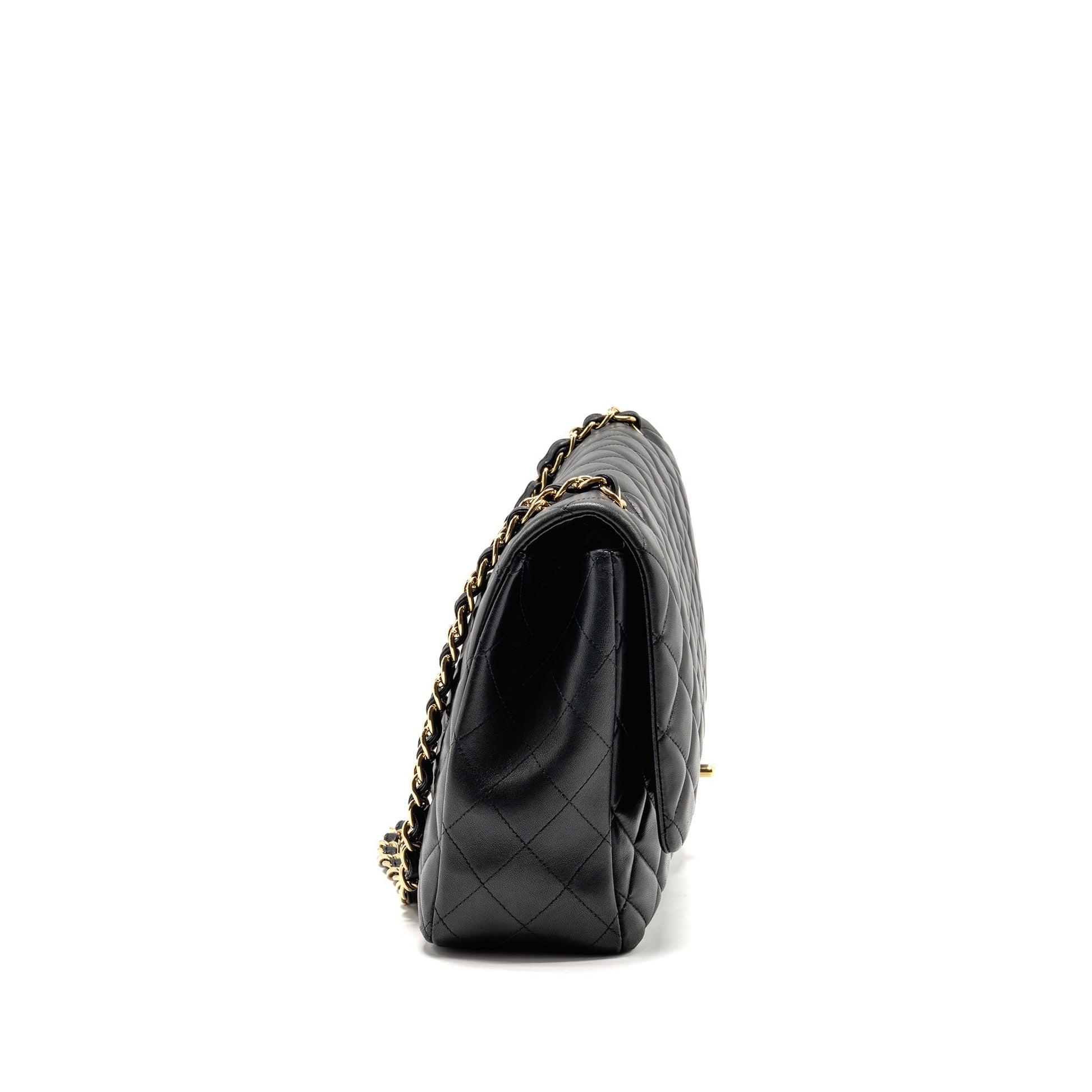 Chanel Maxi Single Flap Lambskin GHW Black Shoulder Bag Cf Black1