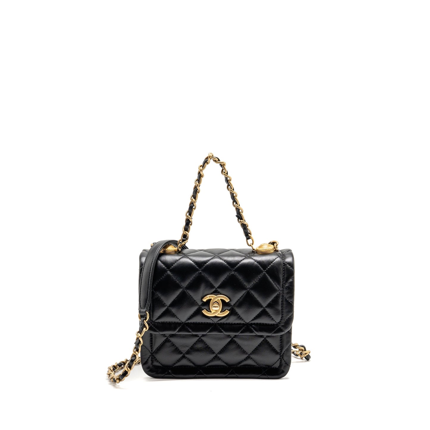 Chanel Quilted square flap lambskin GHW Black Shoulder Bag
