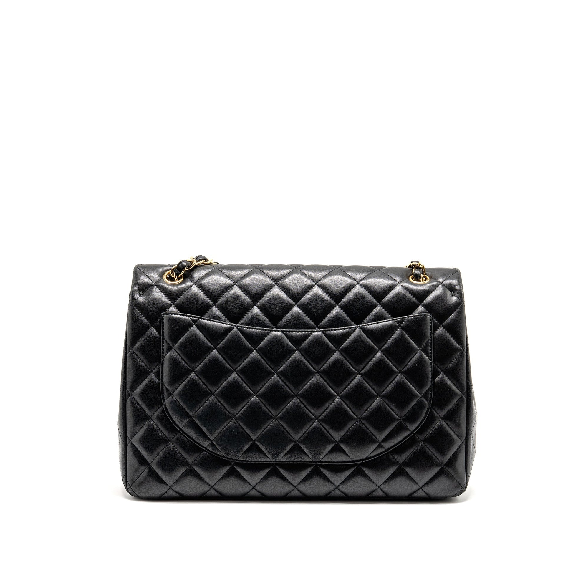 Chanel Maxi Single Flap Lambskin GHW Black Shoulder Bag Cf Black1