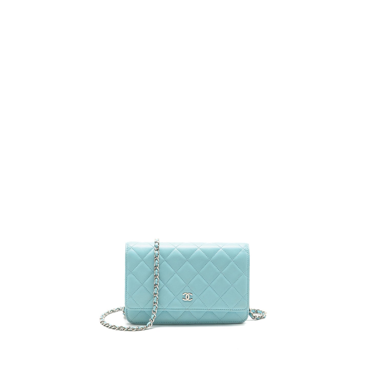 Chanel Classic On Lambskin Light SHW Blue Wallet Case Shw 1