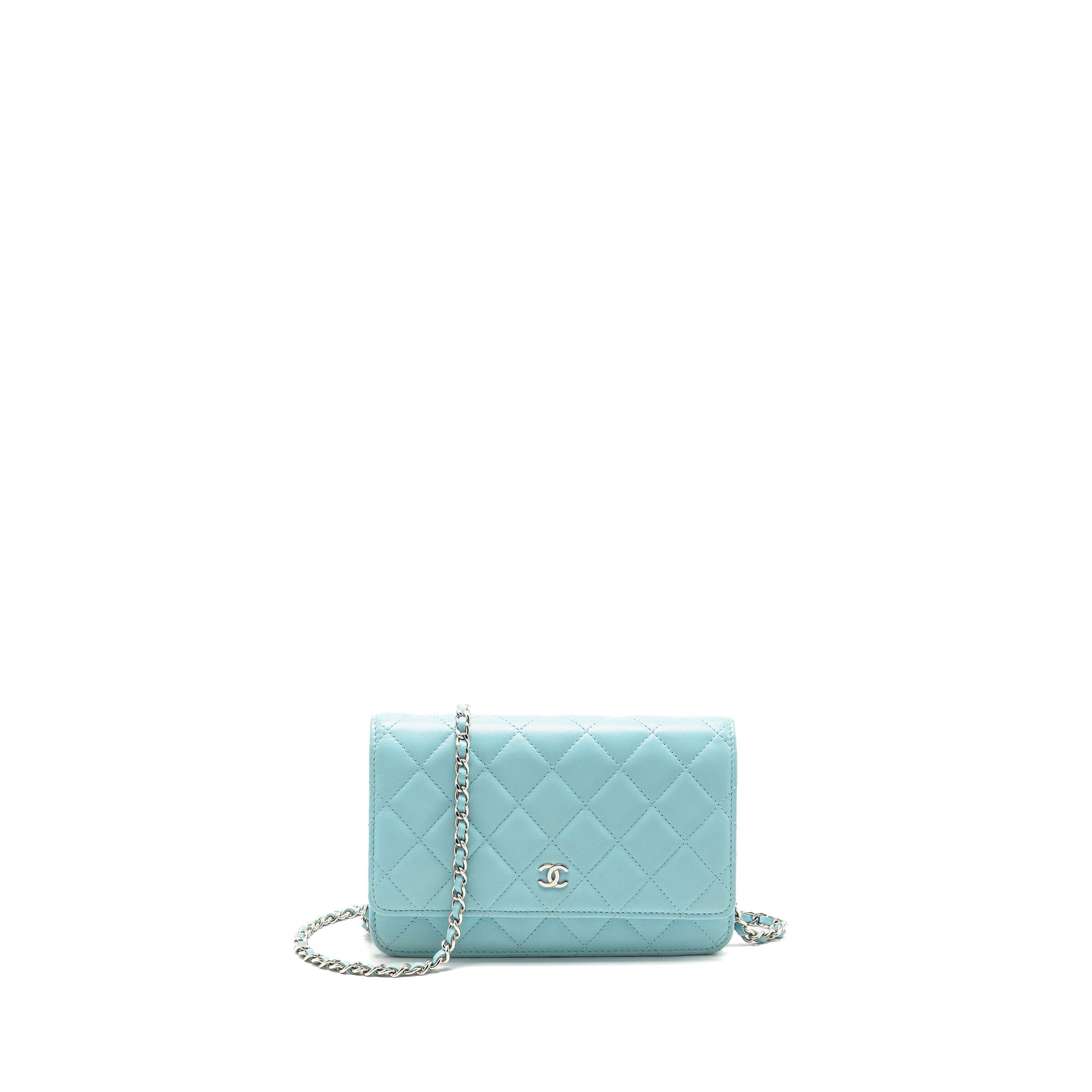Chanel Classic On Lambskin Light SHW Blue Wallet Case Shw 1