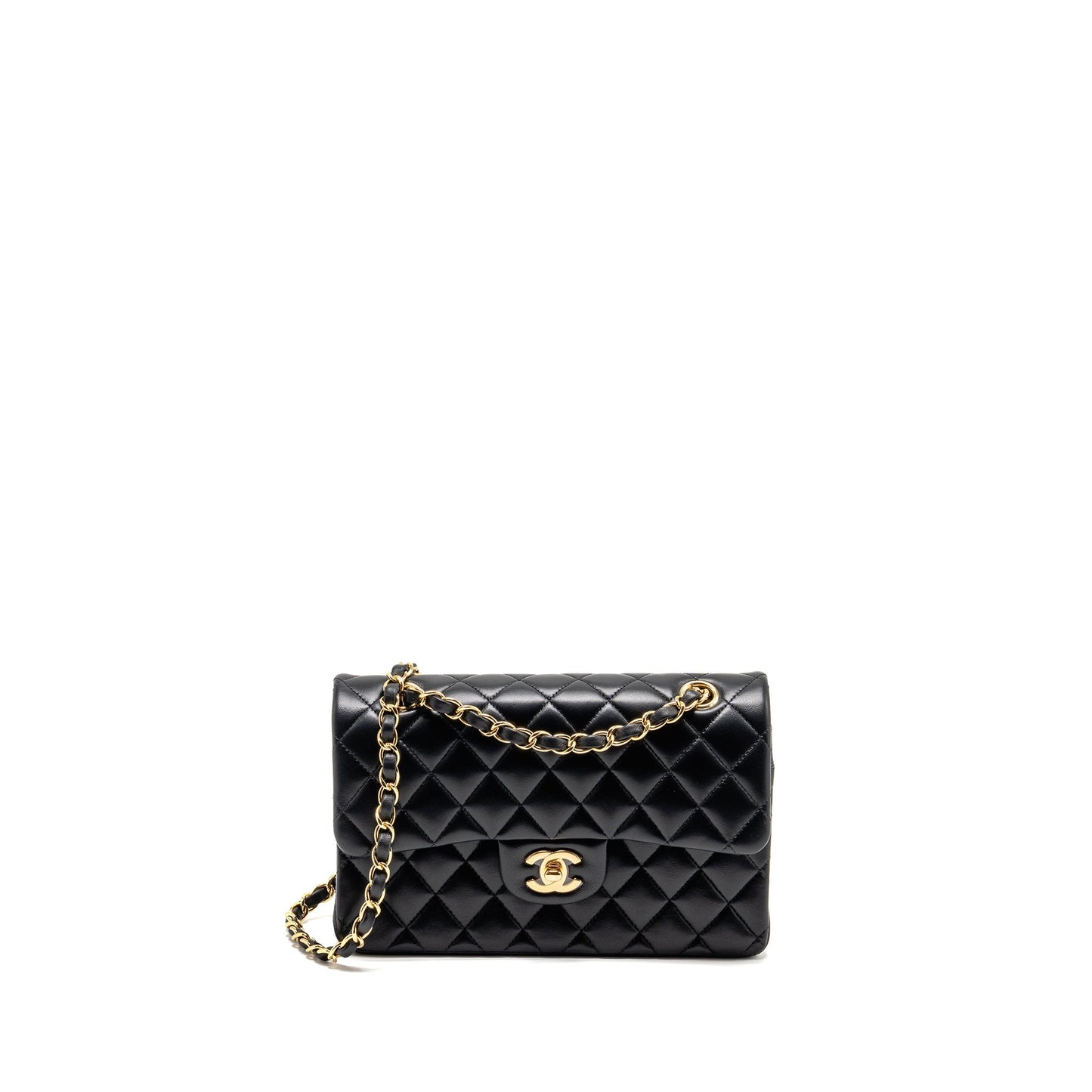 Chanel Classic Double Flap Lambskin GHW Black Small Shoulder Bag Ghw 2
