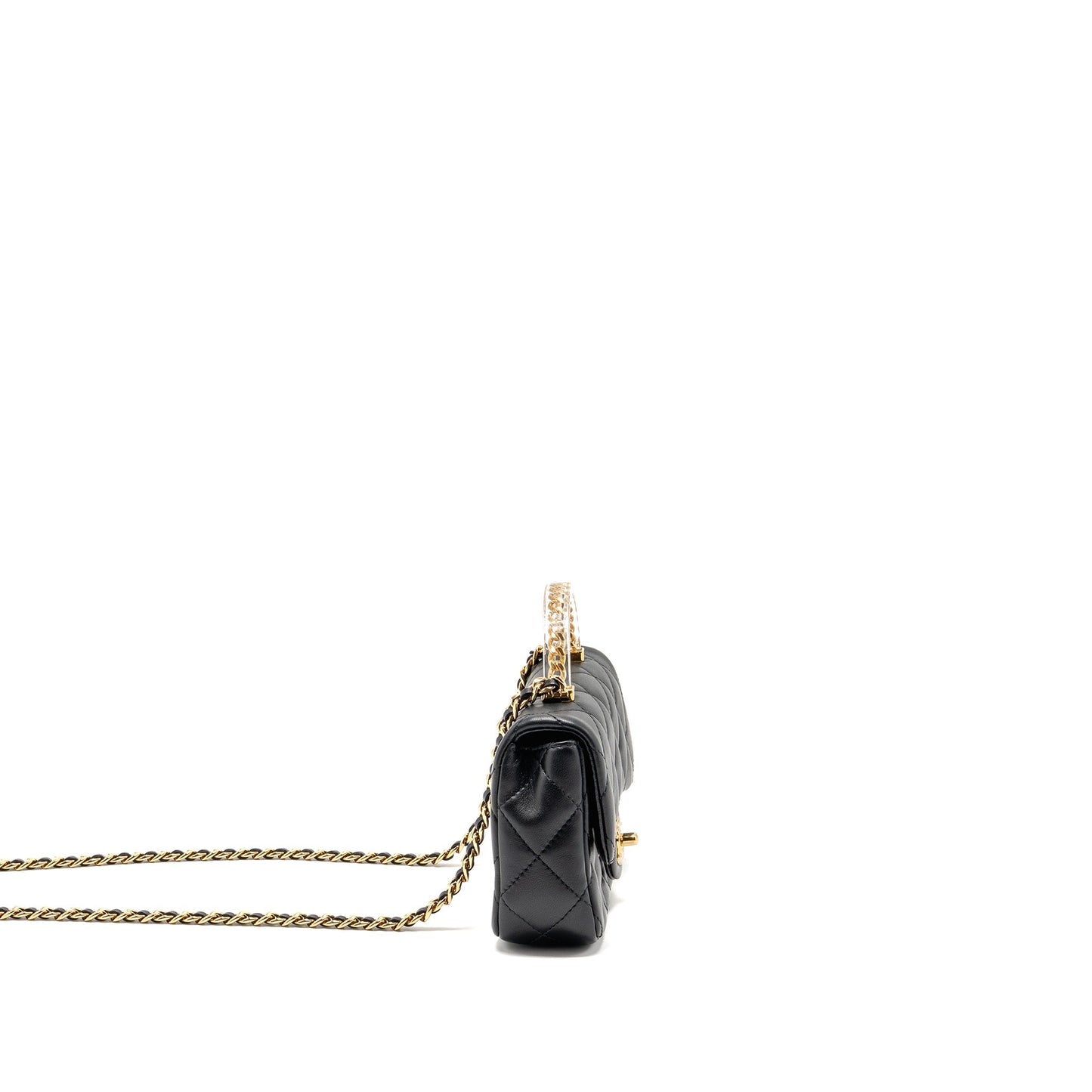 Chanel 24S Top Handle Flap Lambskin GHW Black Shoulder Bag Ghw Microchip