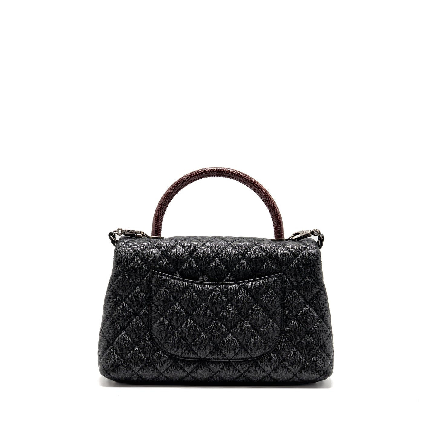 Chanel Coco Handle Caviar Lizard Handle Burgundy Black Handbag Hardware 1