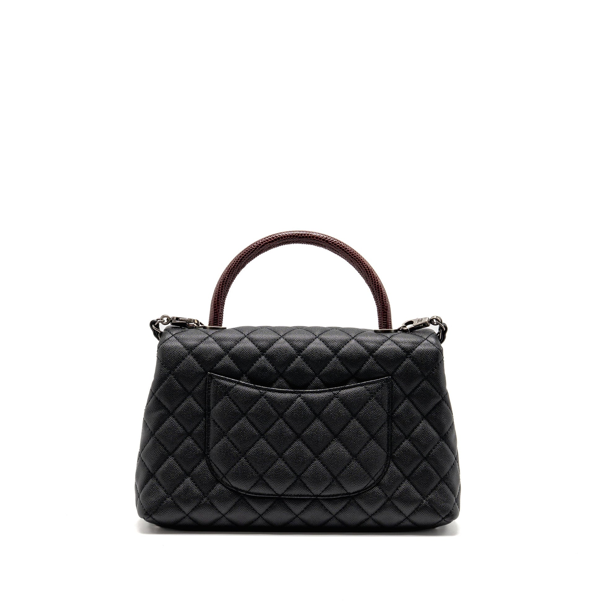 Chanel Coco Handle Caviar Lizard Handle Burgundy Black Handbag Hardware 1