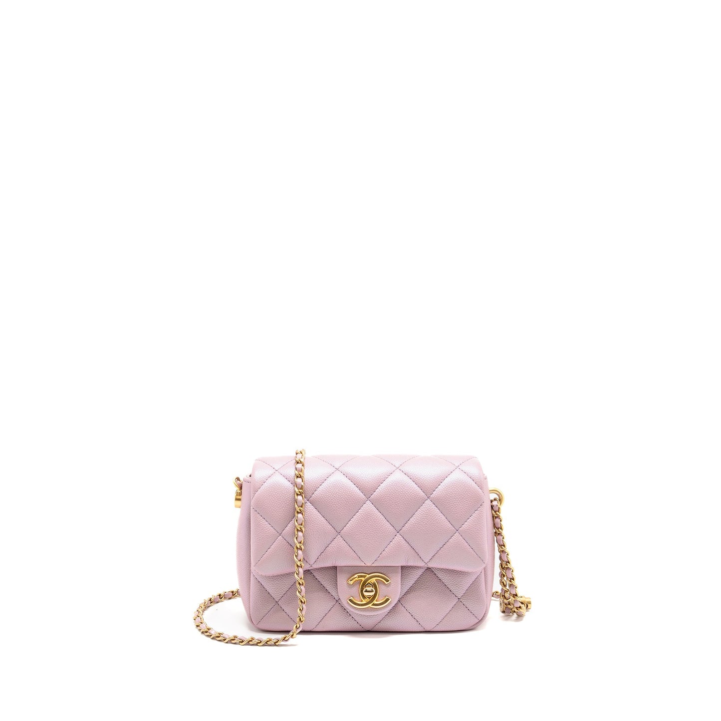 Chanel 21K My Perfect Flap Caviar Iridescent Pink Shoulder Bag