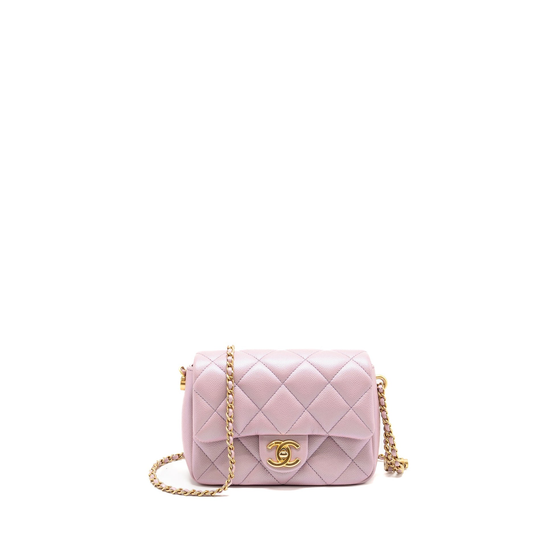 Chanel 21K My Perfect Flap Caviar Iridescent Pink Shoulder Bag