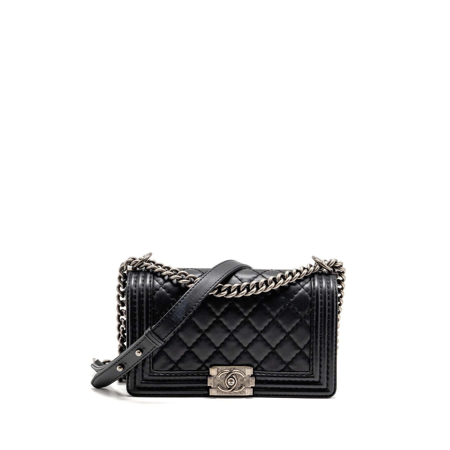 Chanel Boy Calfskin Ruthenium SHW Black Handbag Black 1