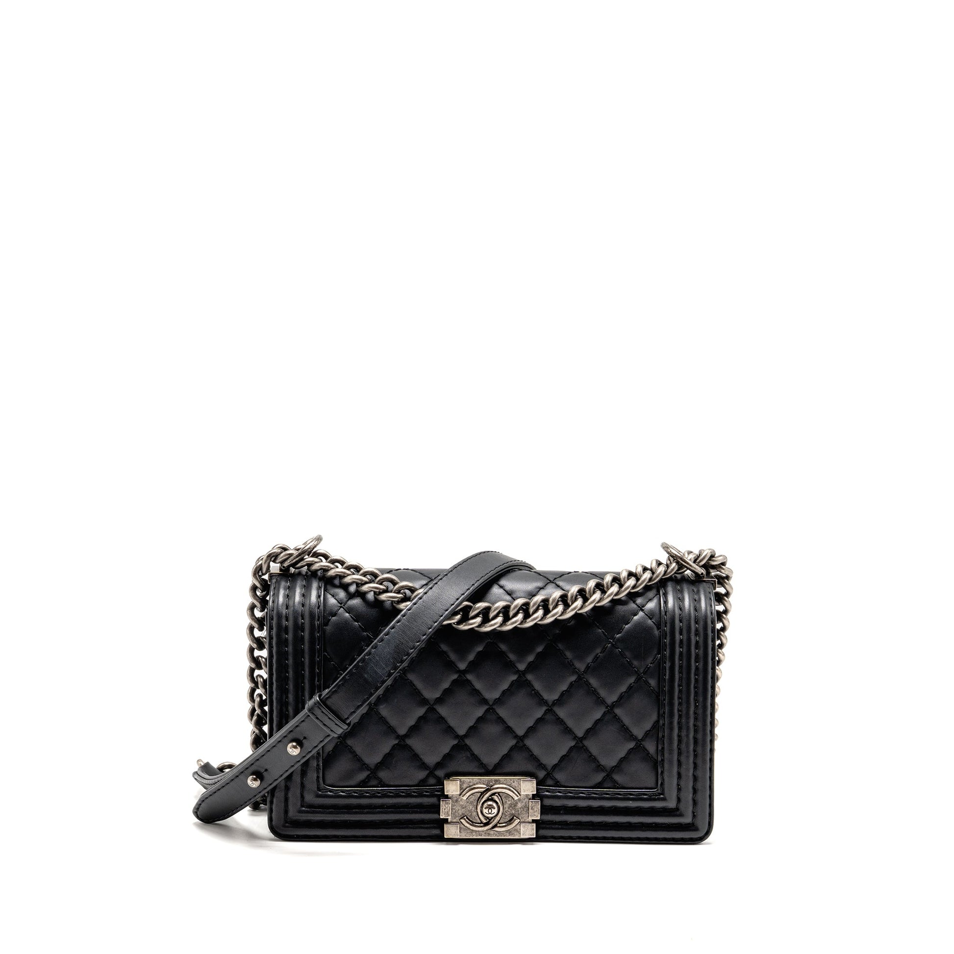 Chanel Boy Calfskin Ruthenium SHW Black Handbag Black 1