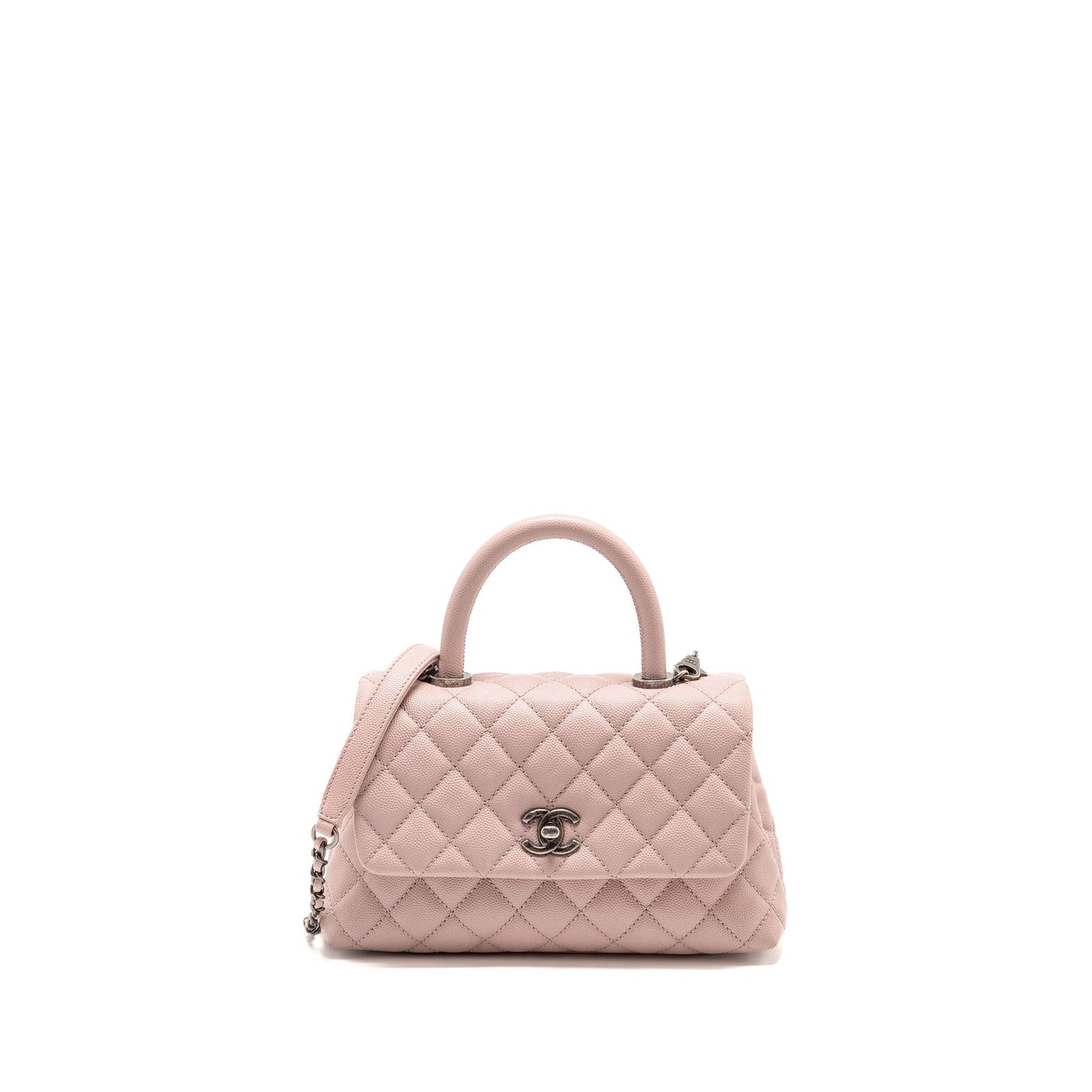 Chanel Coco Handle Caviar Ruthenium SHW Pink Small Handbag