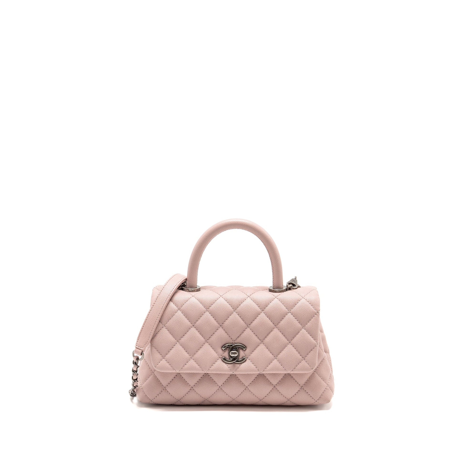 Chanel Coco Handle Caviar Ruthenium SHW Pink Small Handbag