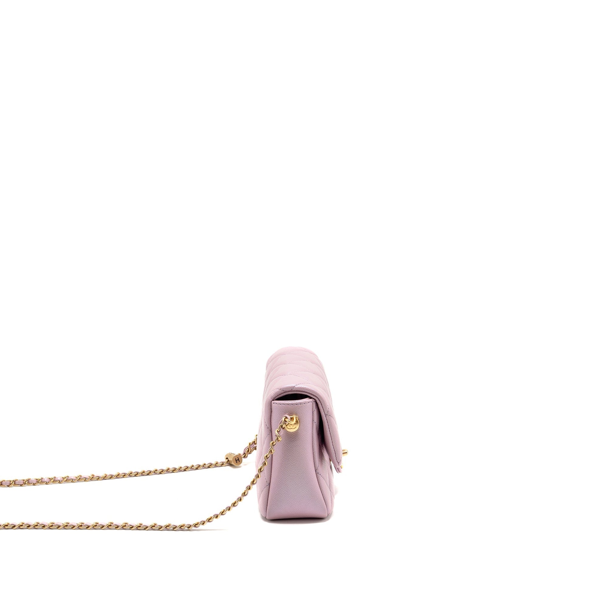 Chanel 21K My Perfect Flap Caviar Iridescent Pink Shoulder Bag