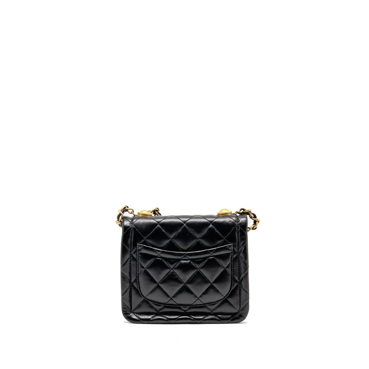 Chanel Quilted square flap lambskin GHW Black Shoulder Bag