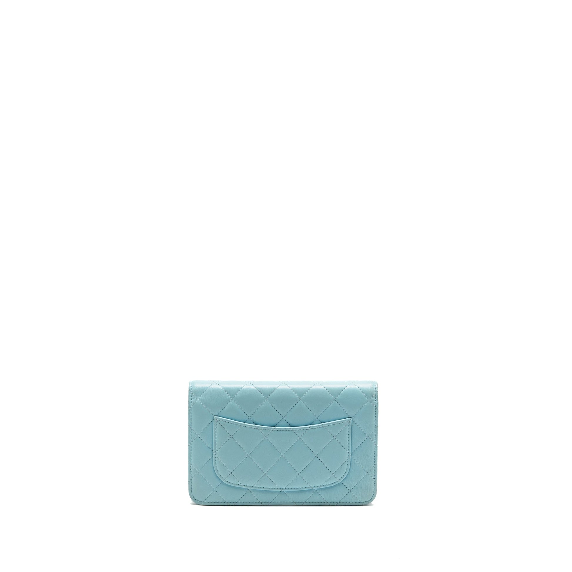Chanel Classic On Lambskin Light SHW Blue Wallet Case Shw 1