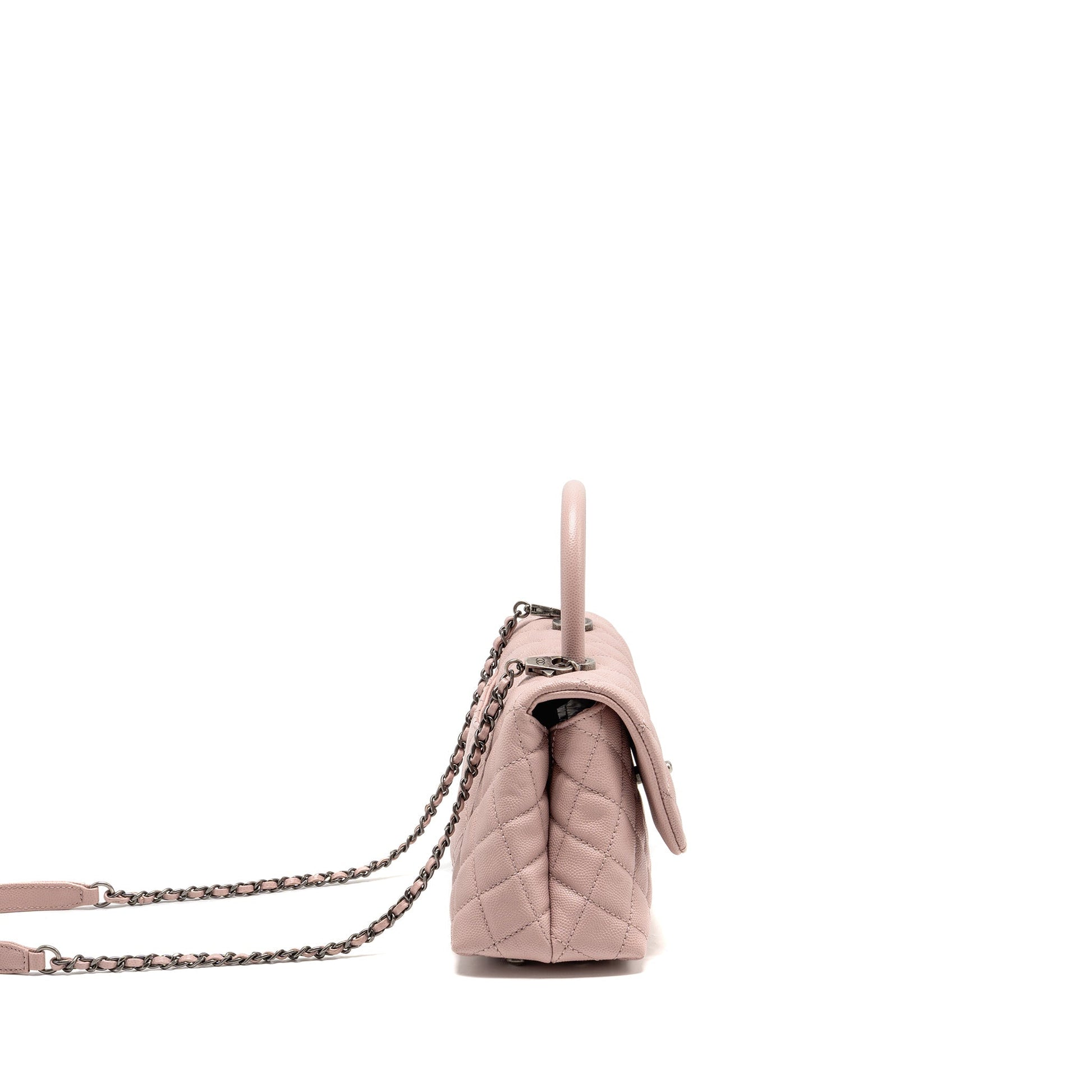 Chanel Coco Handle Caviar Ruthenium SHW Pink Small Handbag