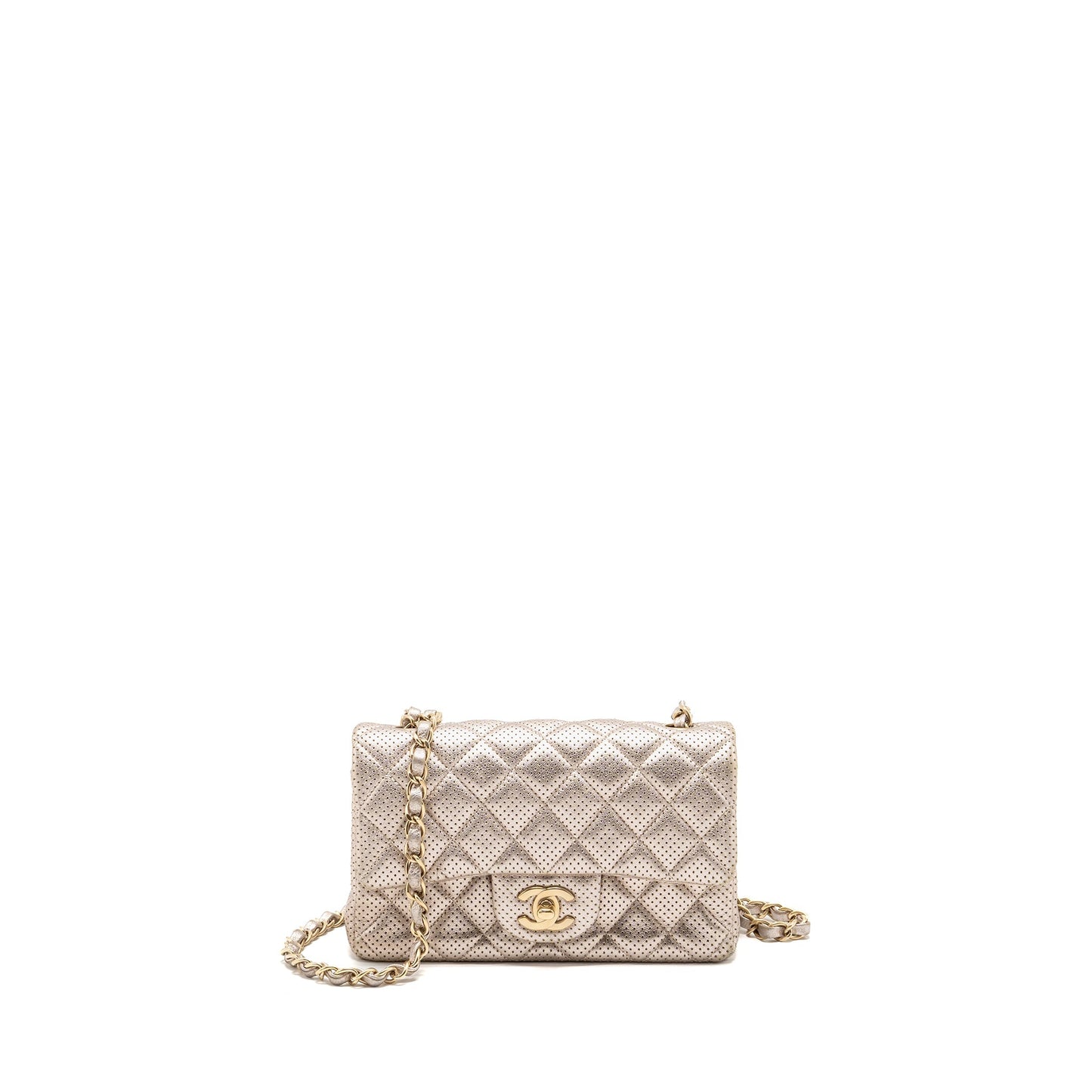 Chanel Rectangular Flap Perforated Gold Shoulder Bag
