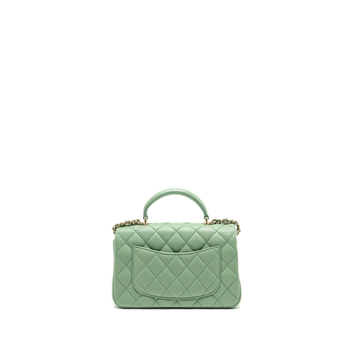 Chanel 23P Top Handle Rectangular Lambskin Light Green Mini Bag