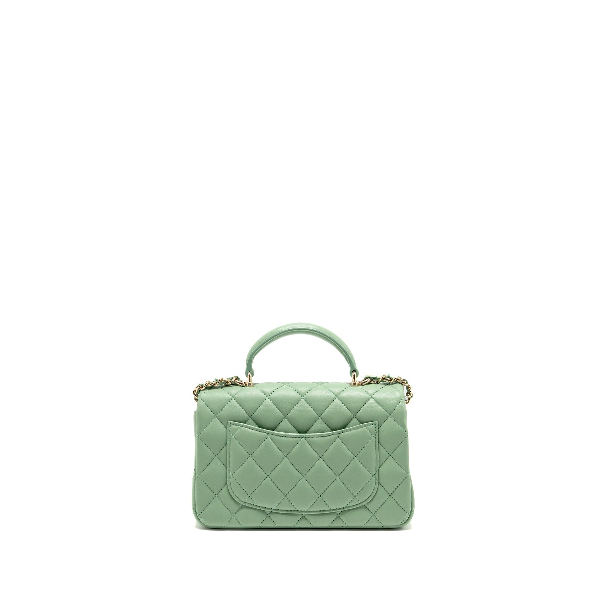Chanel 23P Top Handle Rectangular Lambskin Light Green Mini Bag