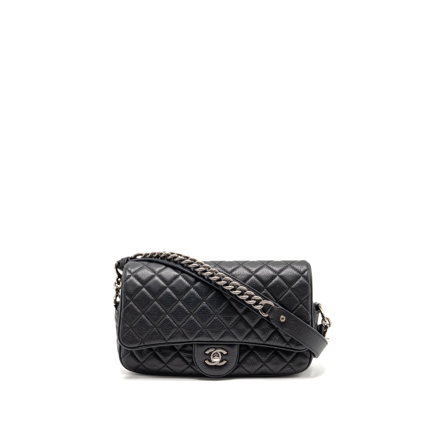 Chanel Casual Rock Flap Grained Calfskin Ruthenium Black Shoulder Bag