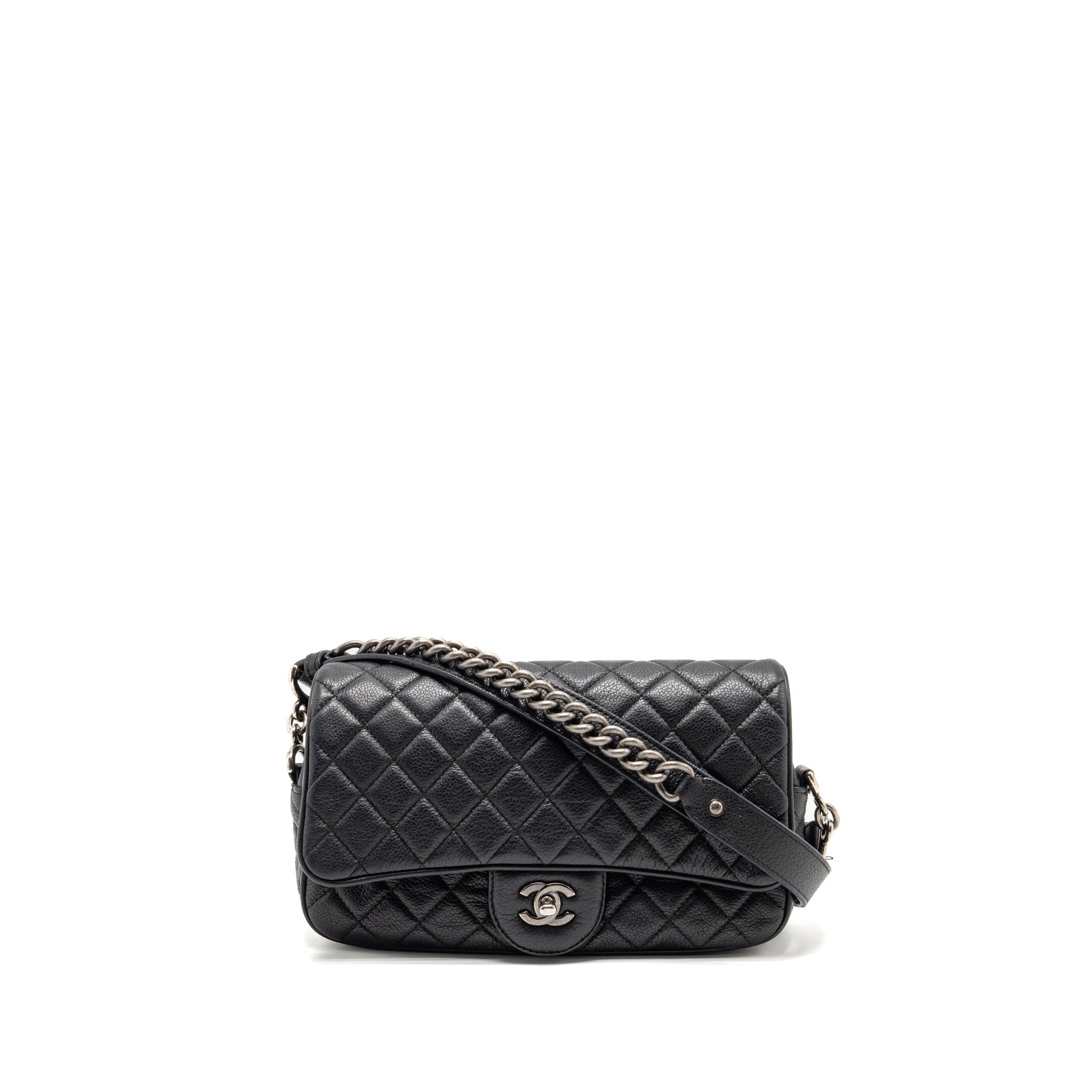 Chanel Casual Rock Flap Grained Calfskin Ruthenium Black Shoulder Bag