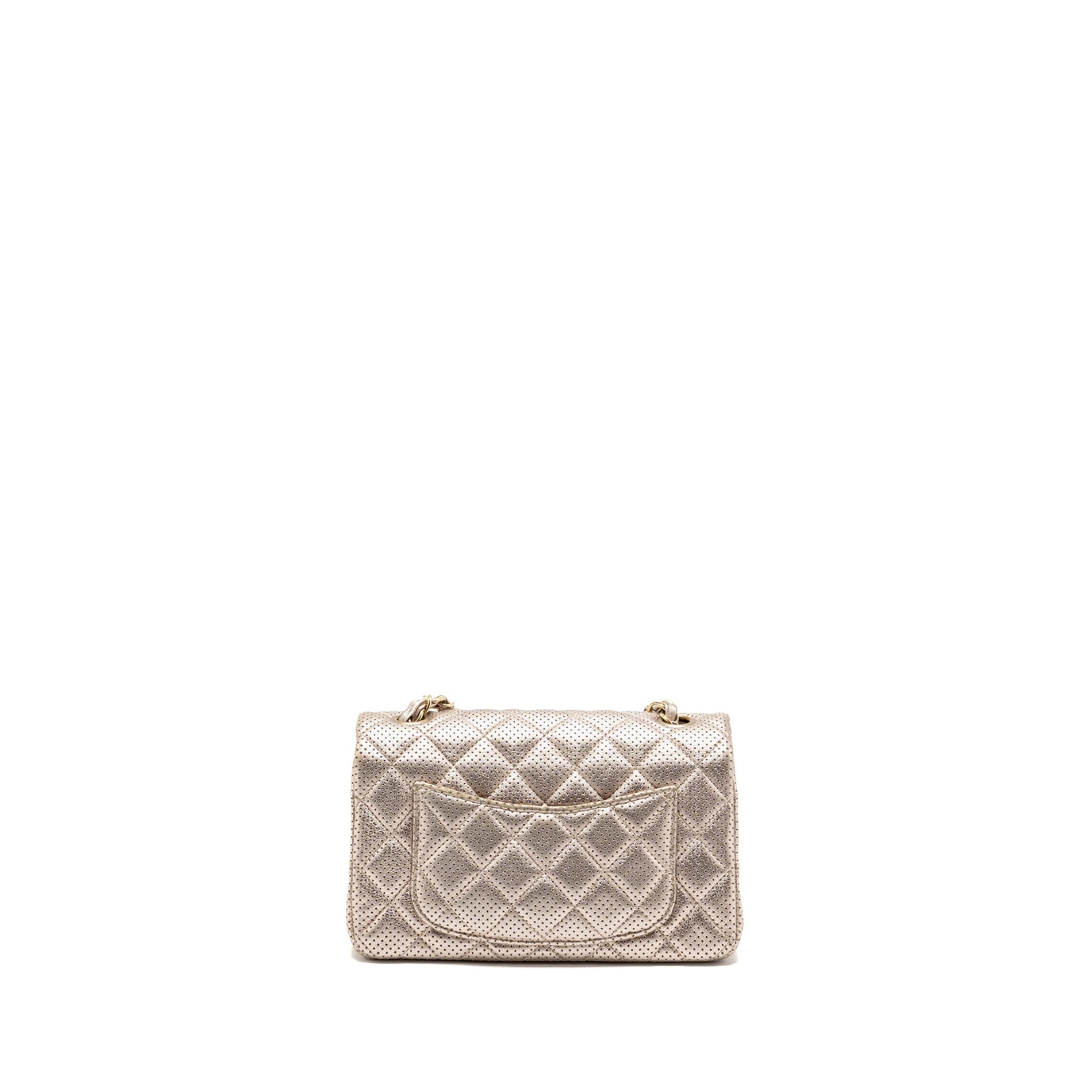 Chanel Rectangular Flap Perforated Gold Shoulder Bag