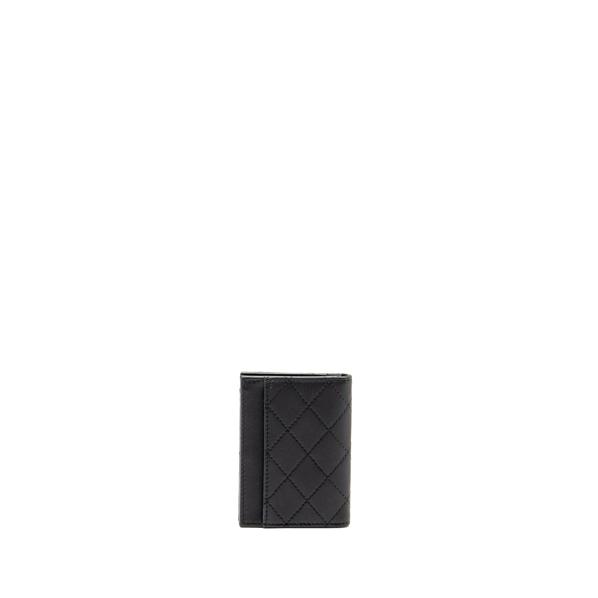 Chanel Quilted CC Card Holder Calfskin Hardware Black Wallet Case