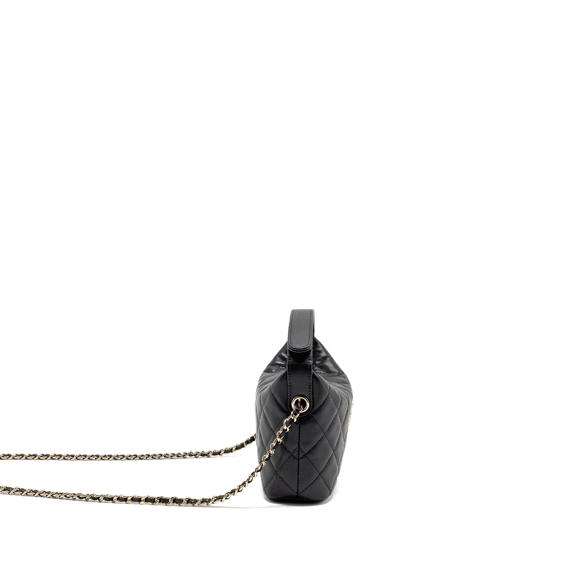 Chanel 25c Detail CC Logo Quilted Hobo Black Shoulder Bag Lghwmicrochip 1