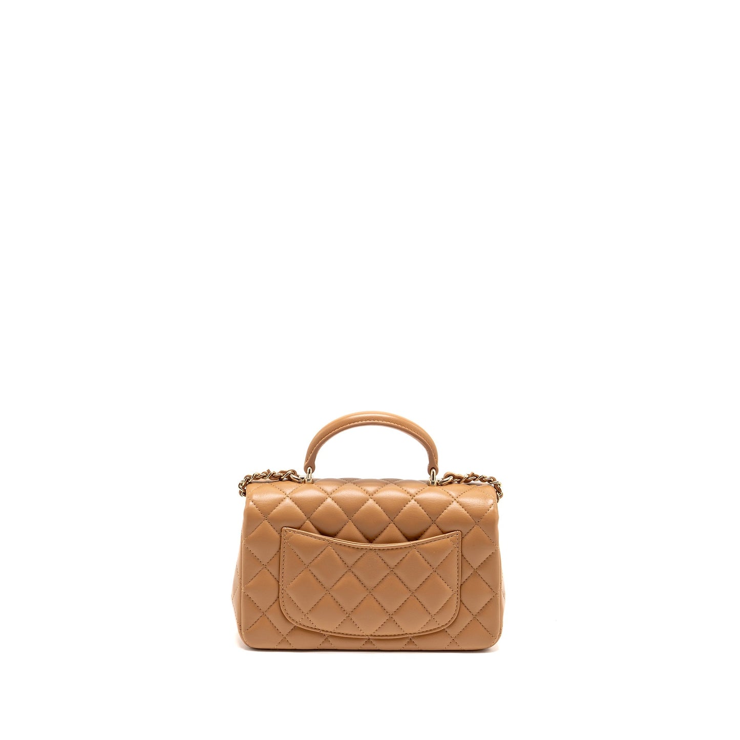 Chanel Top Handle Rectangular Flap Lambskin Caramel Shoulder Bag