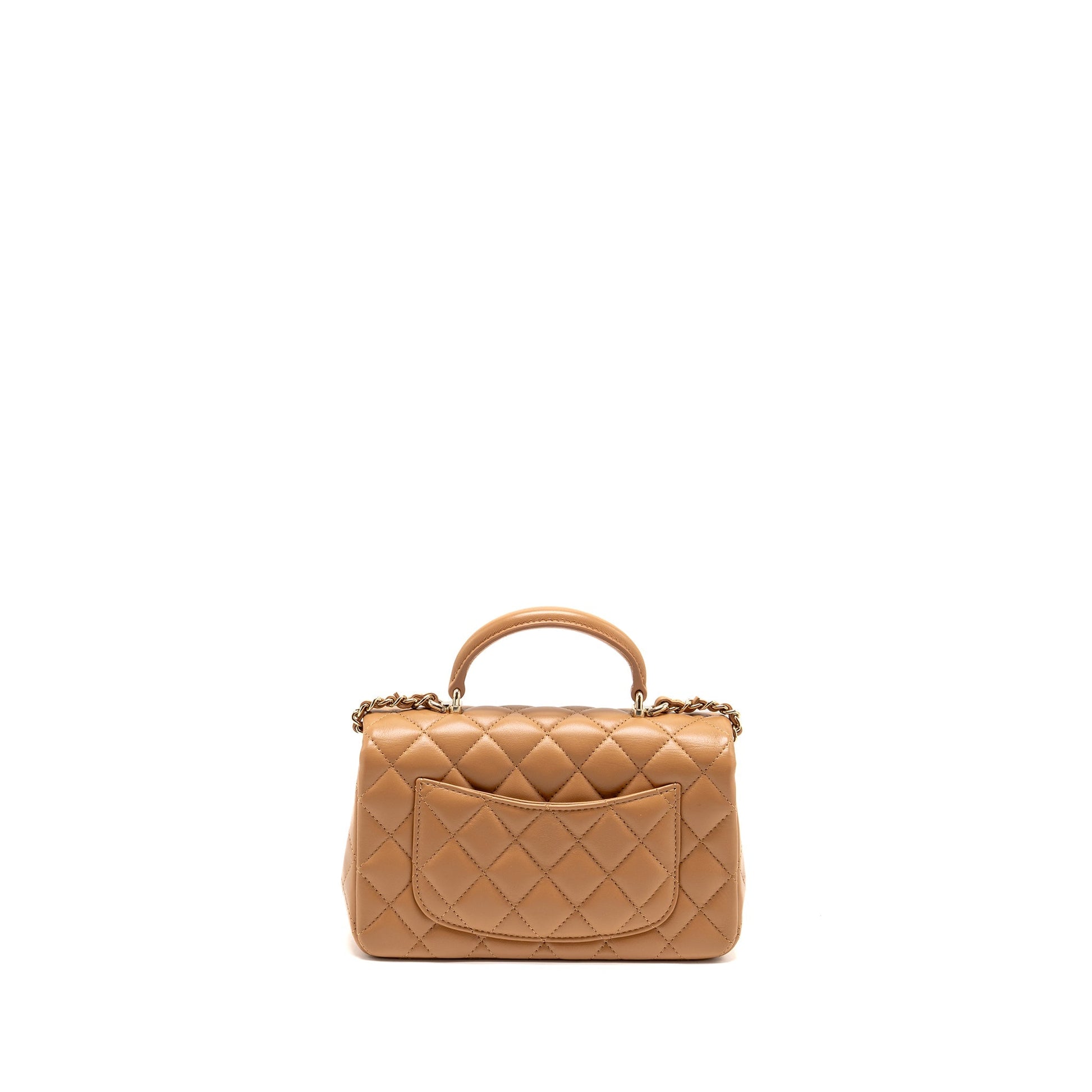 Chanel Top Handle Rectangular Flap Lambskin Caramel Shoulder Bag