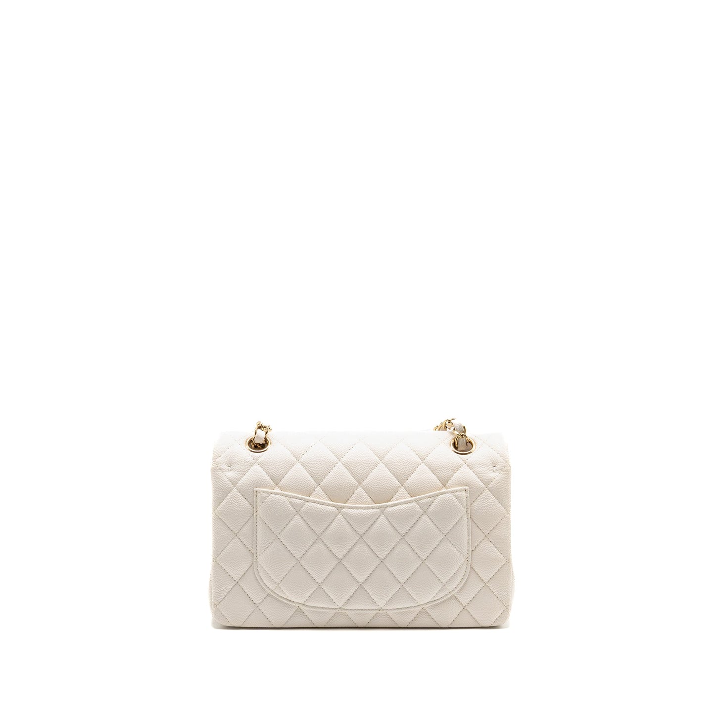 Chanel Classic Double Flap Caviar LGHW Microchip White Small Shoulder Bag Cf White