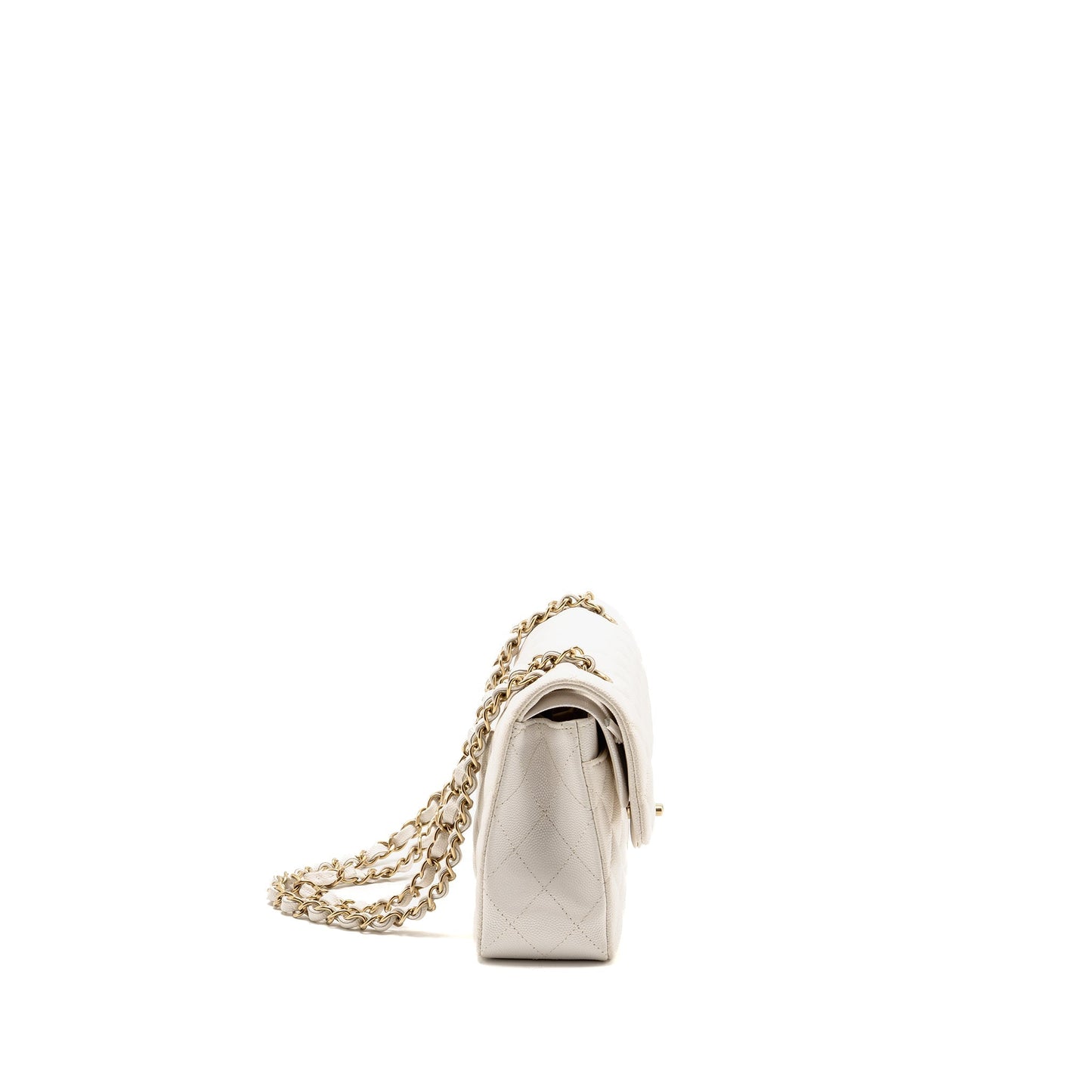Chanel Classic Double Flap Caviar LGHW Microchip White Small Shoulder Bag Cf White