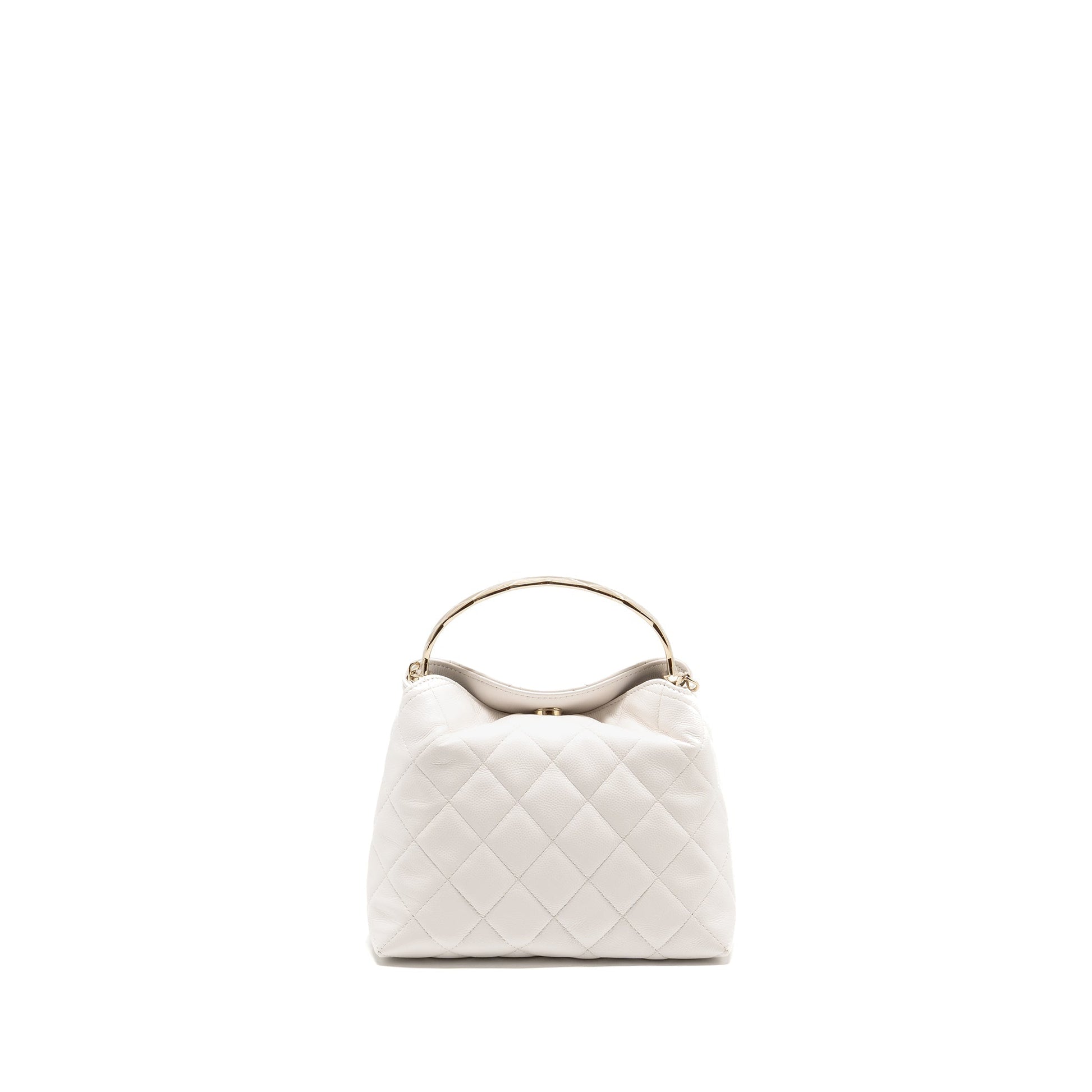 Chanel 25S Coco Crush Handle Caviar LGHW White Handbag