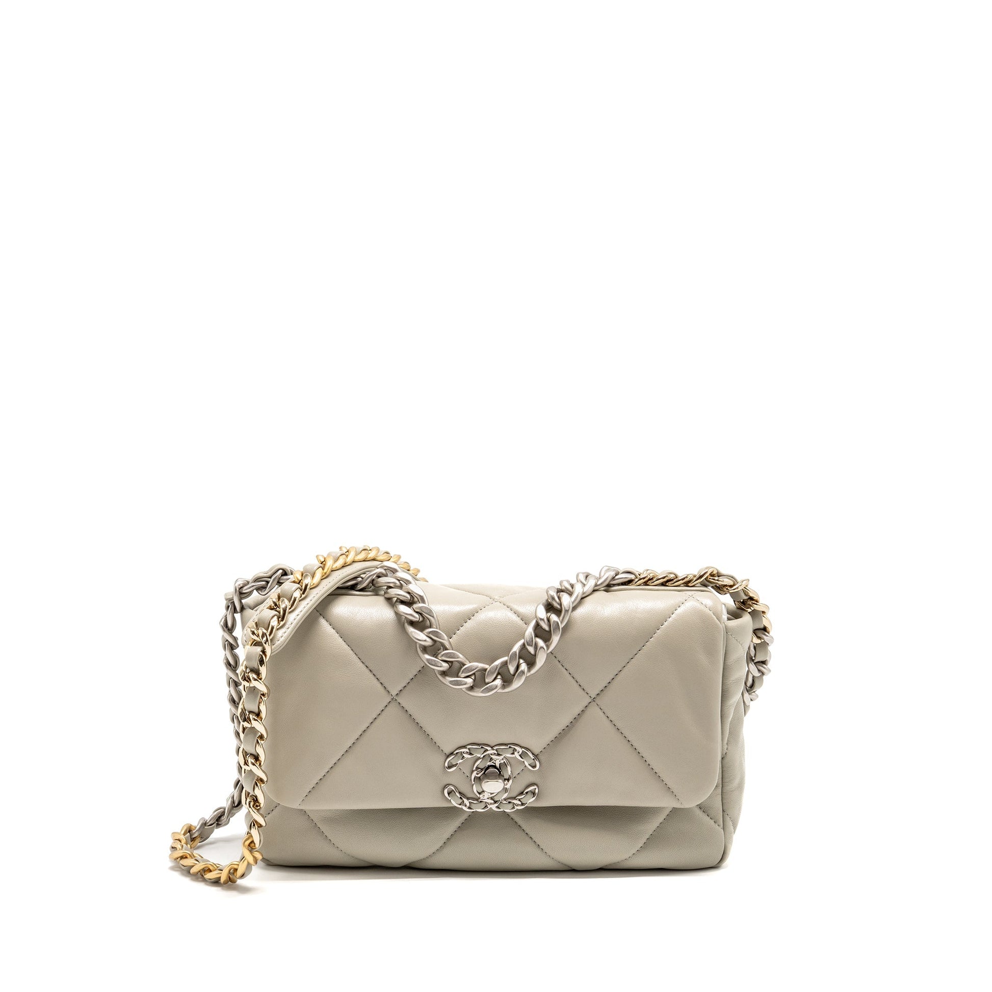 Chanel 19 Lambskin Light Multicoloured Hardware microchip Grey Small Handbag