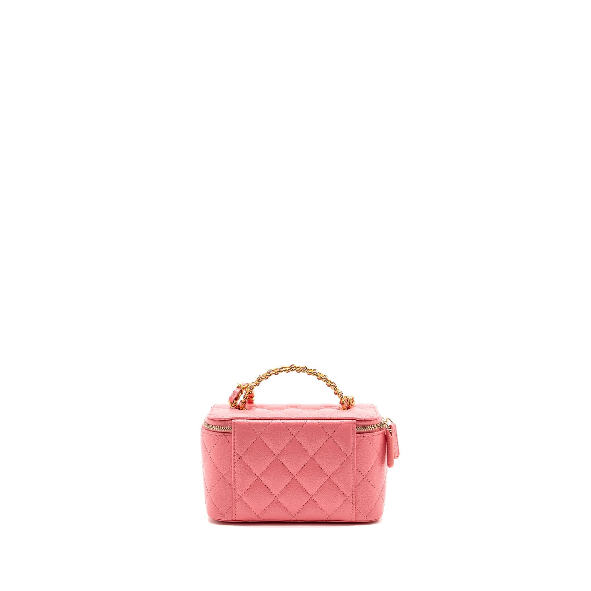 Chanel Letter Top Handle Long Vanity Caviar Pink Handbag Pink Ghw
