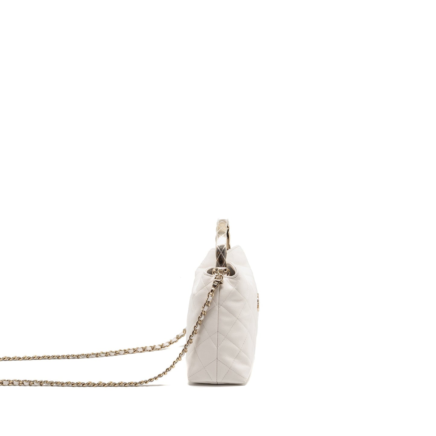 Chanel 25S Coco Crush Handle Caviar LGHW White Handbag